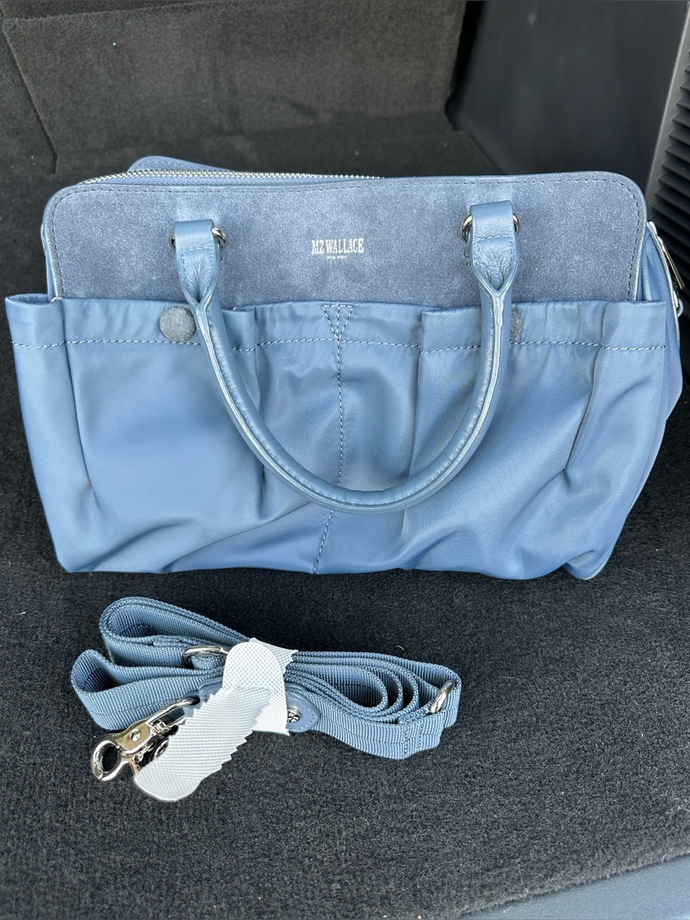 NEW MZ WALLACE Mayfair Beaford Moonstone Blue Purse Suede